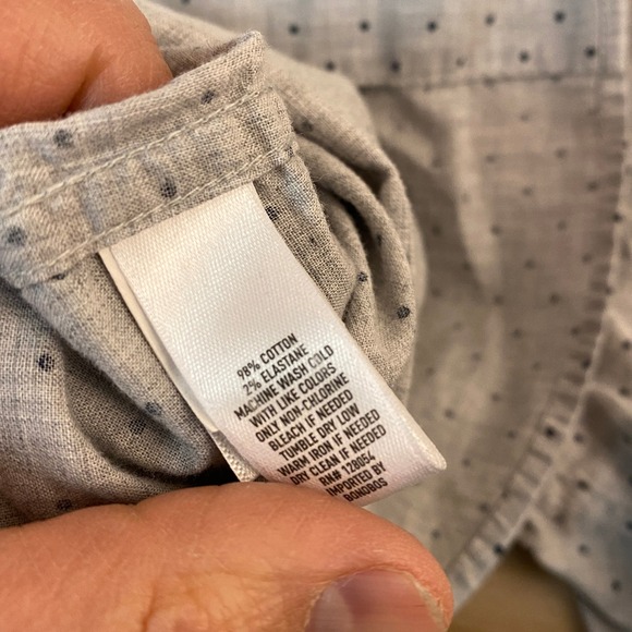 Bonobos Mens Slim Fit Short Sleeve Polka Dot Button Down Shirt Medium Gray - Picture 7 of 8